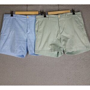 Lot Roundtree & Yorke Chino Shorts Adult 34 Green Blue 5" Casual Summer Stretch